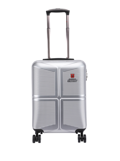 

Swiss Military Unisex Silver Textured Medium Trolley Suitcase