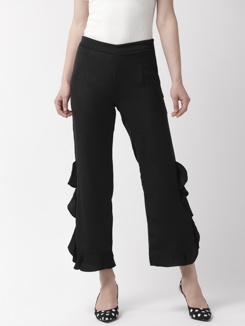 

Madame Women Black Regular Fit Solid Regular Trousers