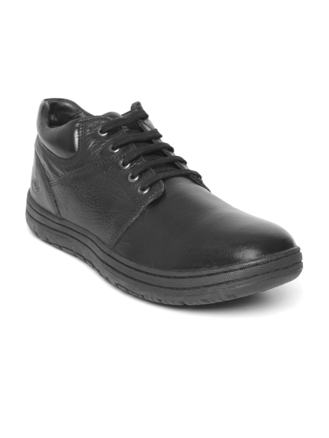 

Woodland Men Black Solid Leather Sneakers