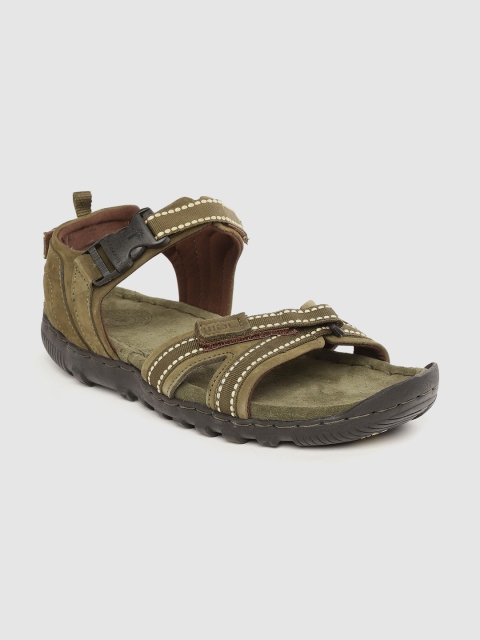 

Woodland Men Olive Green Leather Comfort Sandals