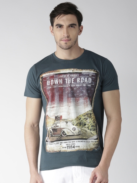 

INDICODE Teal Green Printed T-shirt