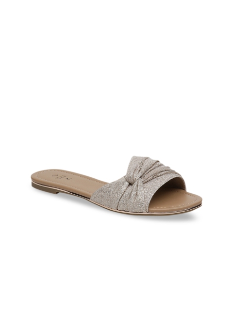 

Call It Spring Women Gold-Toned Textured Open Toe Flats