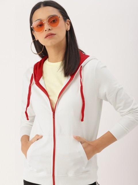 

DressBerry Women Off-White Solid Hooded Sweatshirt