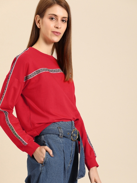 

DressBerry Women Red Embroidered Sweatshirt