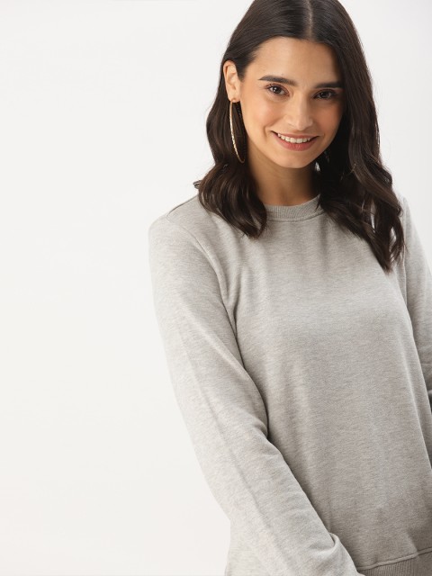 

DressBerry Women Grey Melange Solid Sweatshirt