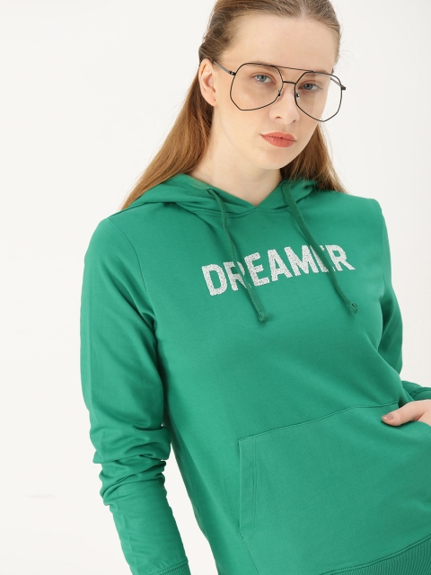 

DressBerry Women Green Printed Hooded Sweatshirt