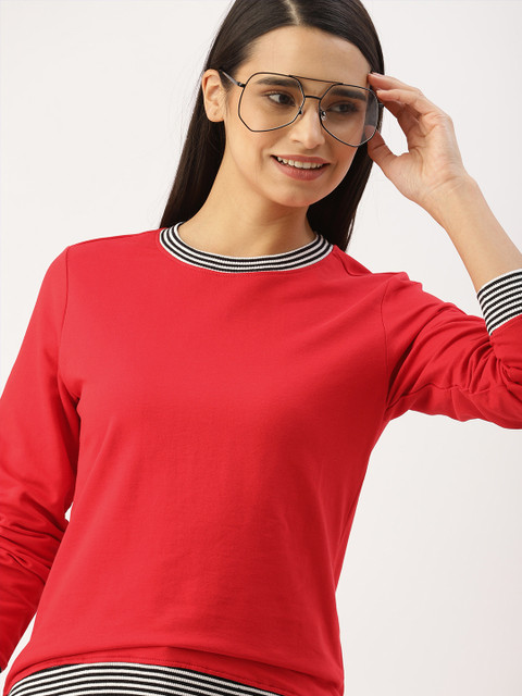 

DressBerry Women Red Solid Sweatshirt