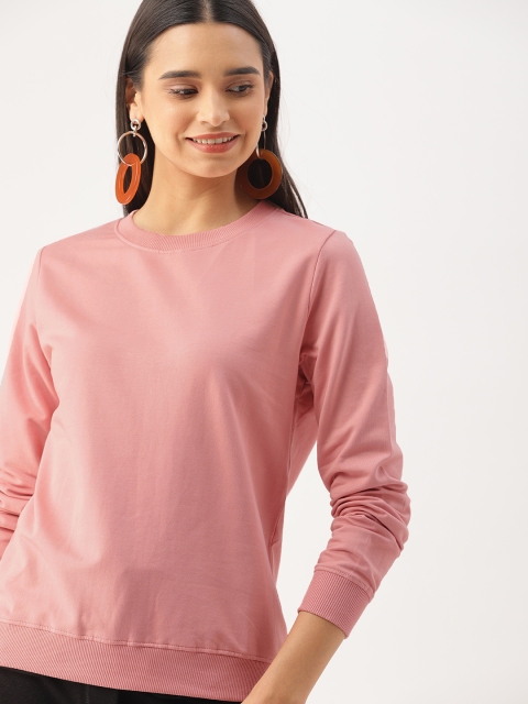 

DressBerry Women Coral Pink Solid Sweatshirt