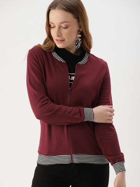 

DressBerry Women Maroon Solid Sweatshirt