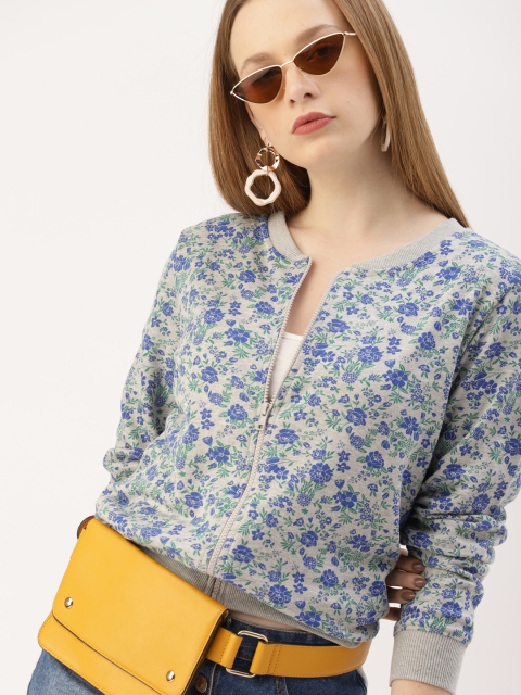 

DressBerry Women Grey & Blue Printed Sweatshirt