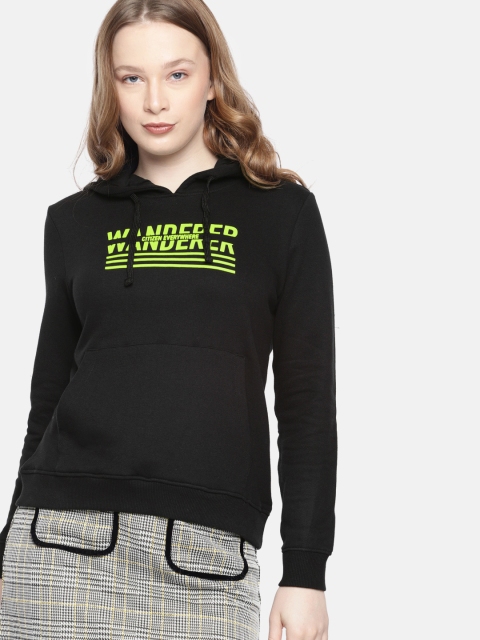 

DressBerry Women Black Printed Hooded Sweatshirt
