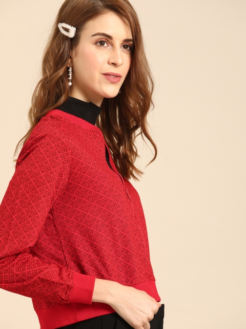 

DressBerry Women Red Printed Sweatshirt