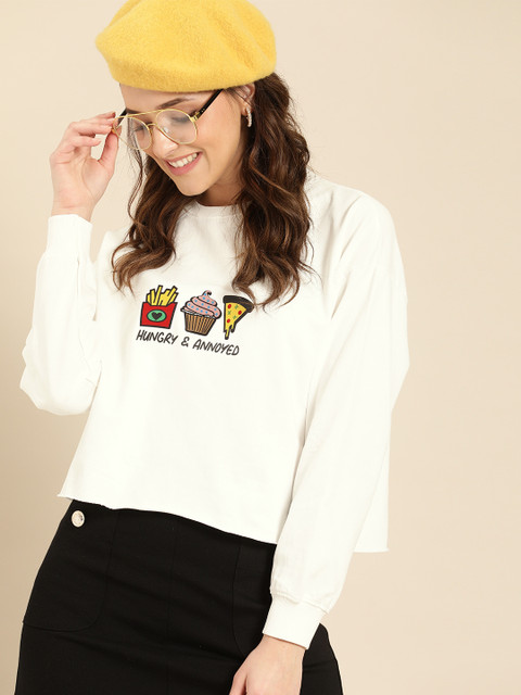 

DressBerry Women White Printed Sweatshirt