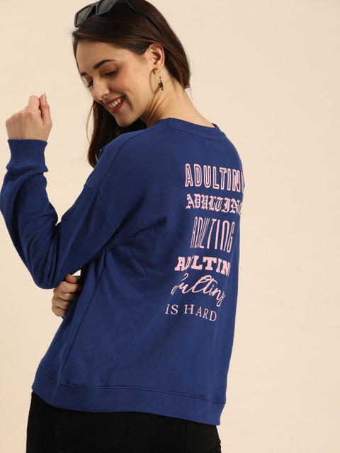 

DressBerry Women Blue Back Printed Sweatshirt