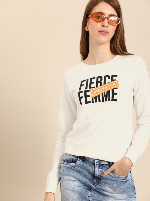 

DressBerry Women White Printed Sweatshirt