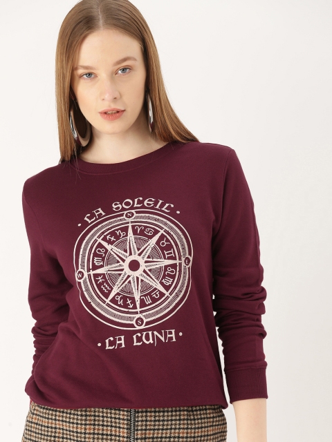 

DressBerry Women Maroon & Off-White Printed Sweatshirt