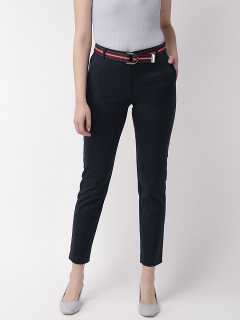

Tommy Hilfiger Women Navy Blue Slim Fit Solid Trousers
