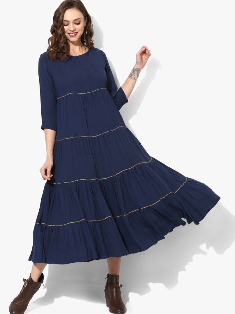 

Sangria Women Navy Blue Solid Tiered Empire Dress