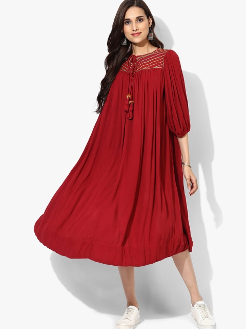 

Sangria Women Maroon Solid A-Line Dress