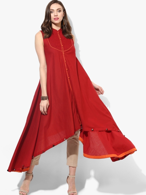 

Sangria Women Maroon Self Design Fit and Flare Dress