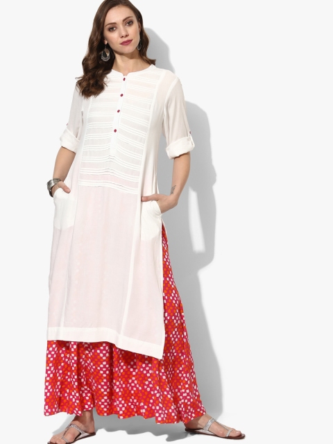 

Sangria Women Off-White & Red Solid Kurta with Palazzos