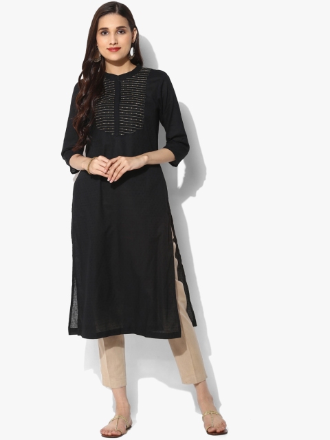 

Sangria Women Black Yoke Design Straight Kurta
