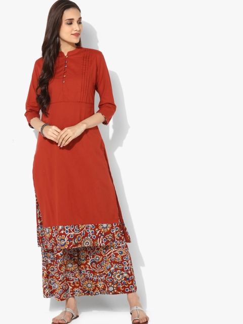 

Sangria Women Red Solid Kurta with Printed Palazzos