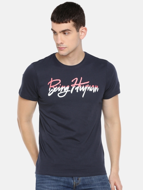 

Being Human Clothing Men Navy Blue Printed Round Neck T-shirt