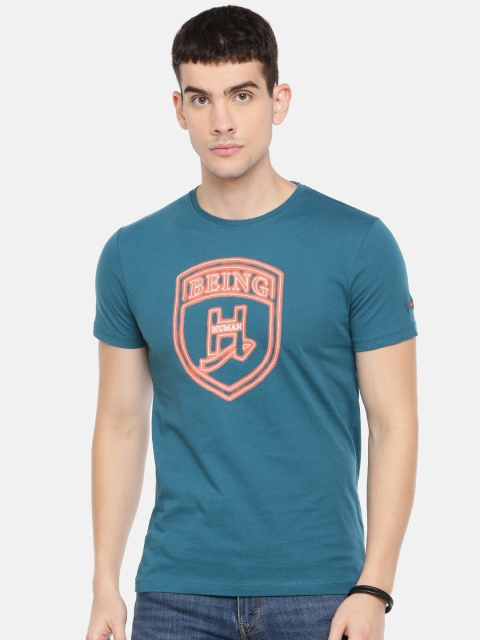 

Being Human Men Teal Blue Printed Round Neck T-shirt