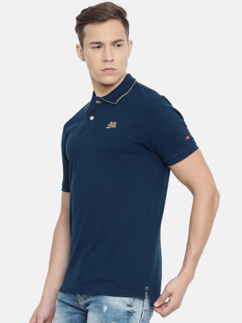 

Being Human Men Teal Blue Solid Polo Collar Pure Cotton T-shirt