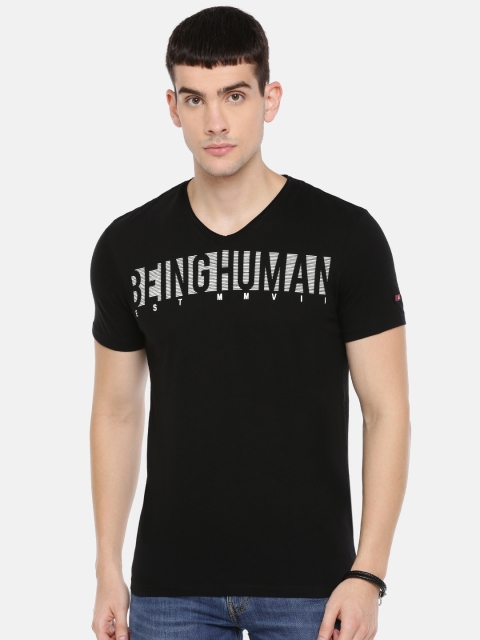 

Being Human Men Black Printed V-Neck T-shirt
