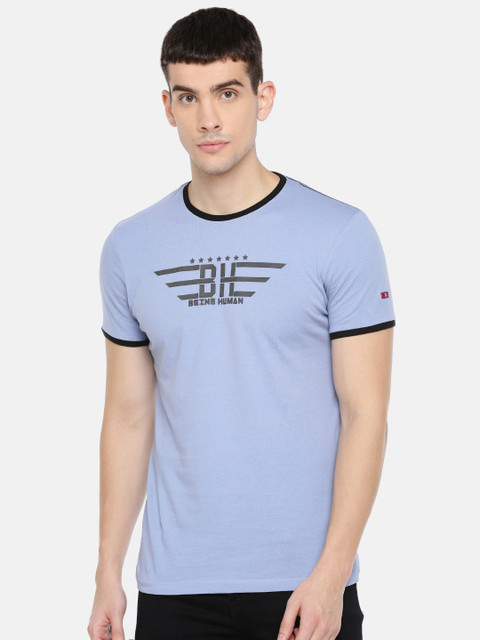 

Being Human Men Blue Solid Round Neck T-shirt