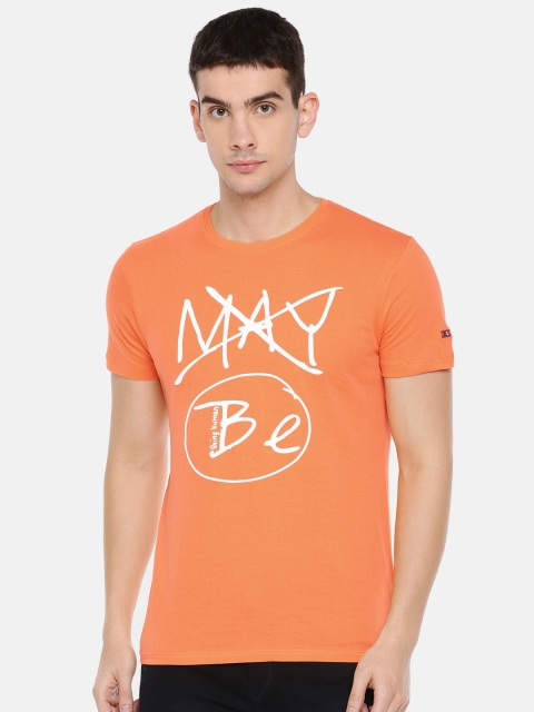 

Being Human Clothing Men Orange Printed Round Neck T-shirt