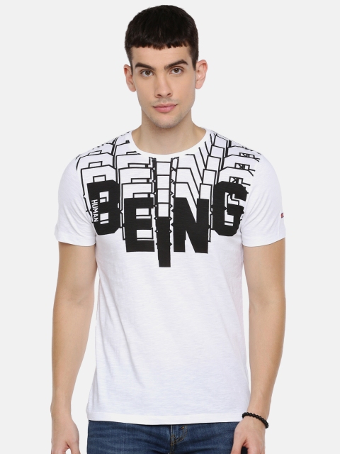 

Being Human Clothing Men White Printed Round Neck T-shirt