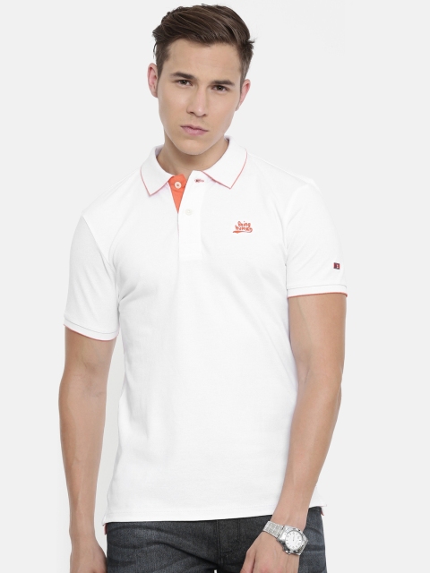 

Being Human Clothing Men White Solid Polo Collar T-shirt