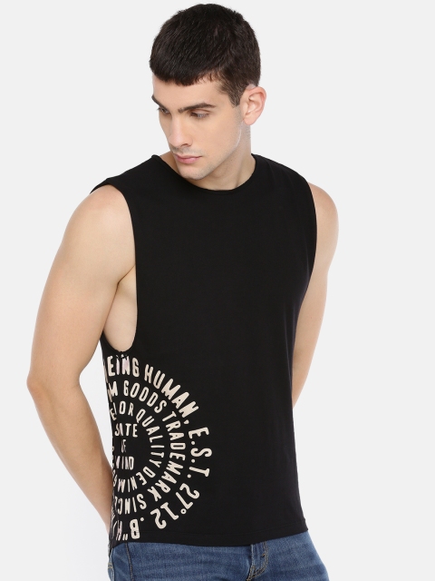 

Being Human Clothing Men Black Printed Round Neck T-shirt