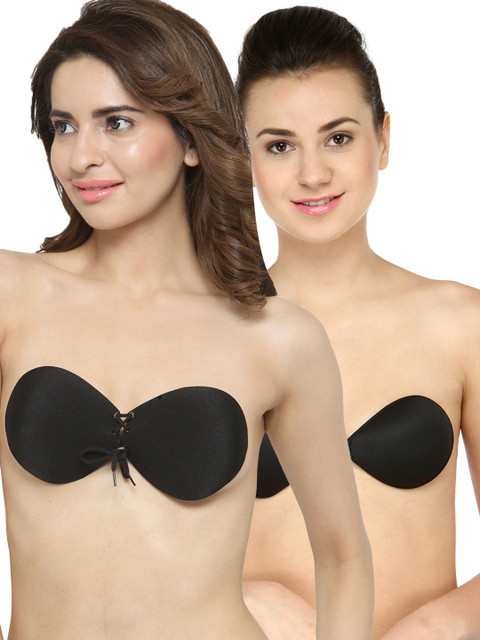 

N-Gal Women Pack of 2 Strapless Stick On Bras, Black