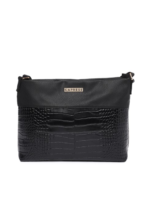

Caprese Black Textured Sling Bag