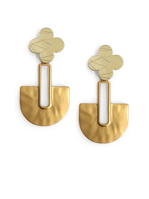 

Foxy Sperks Gold-Plated & White Geometric Drop Earrings