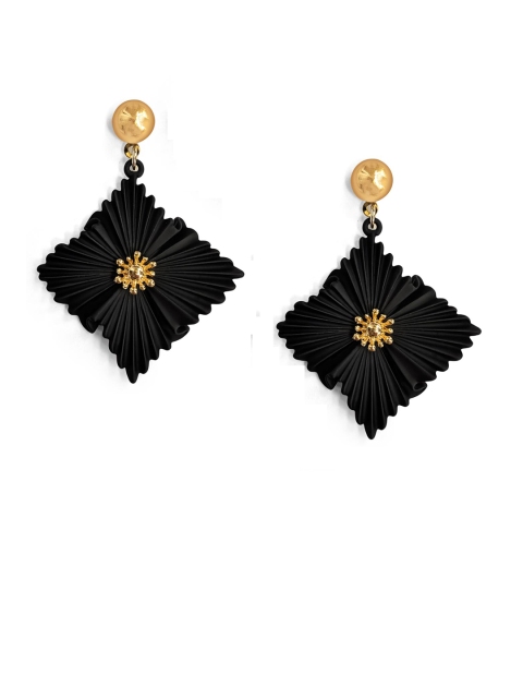 

Foxy Sperks Gold-Plated & Black Geometric Drop Earrings