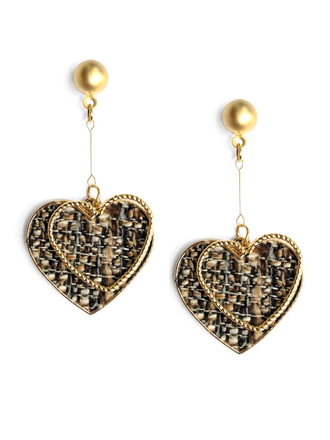 

Foxy Sperks Gold-Toned Heart Shaped Drop Earrings