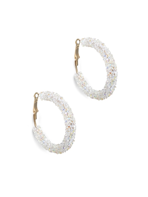 

Foxy Sperks White & Gold-Plated Contemporary Hoop Earrings