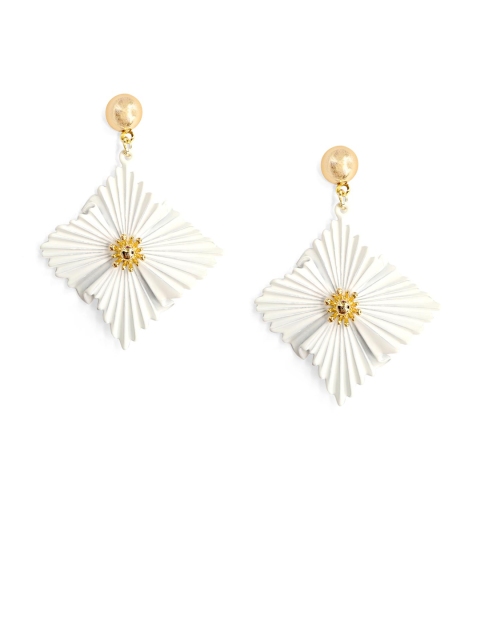 

Foxy Sperks Gold-Plated & White Geometric Drop Earrings