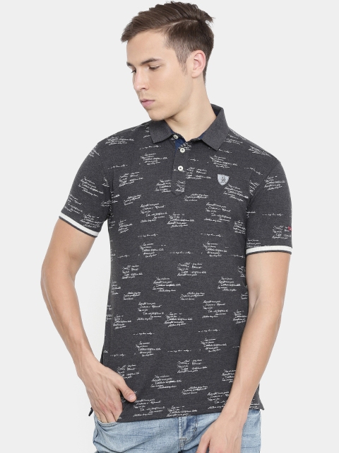 

Being Human Clothing Men Black Printed Polo Collar T-shirt