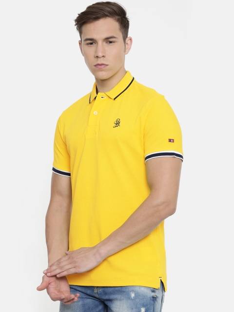 

Being Human Men Yellow Solid Polo Collar Pure Cotton T-shirt