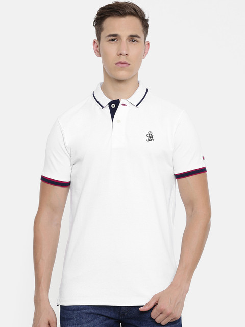 

Being Human Clothing Men White Solid Polo Collar T-shirt