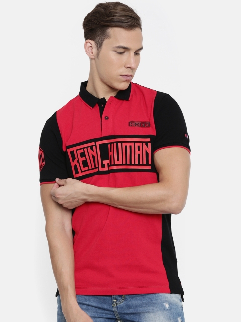 

Being Human Men Red & Black Colourblocked Round Neck T-shirt