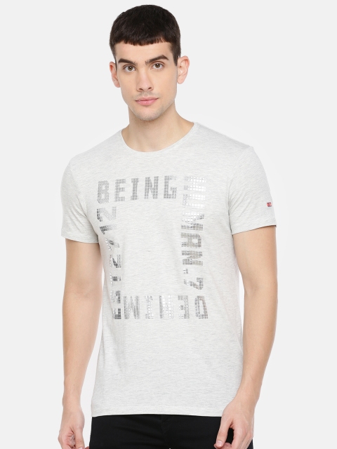 

Being Human Clothing Men White Printed Round Neck T-shirt, Grey