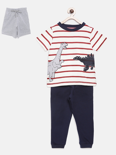 

My Milestones Boys White & Navy Blue Printed Night suit 857645008430