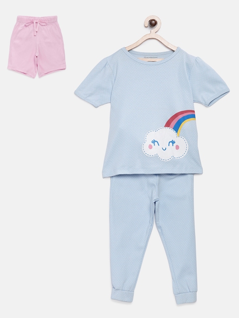 

My Milestones Girls Blue & Pink Printed Night suit 857645008348